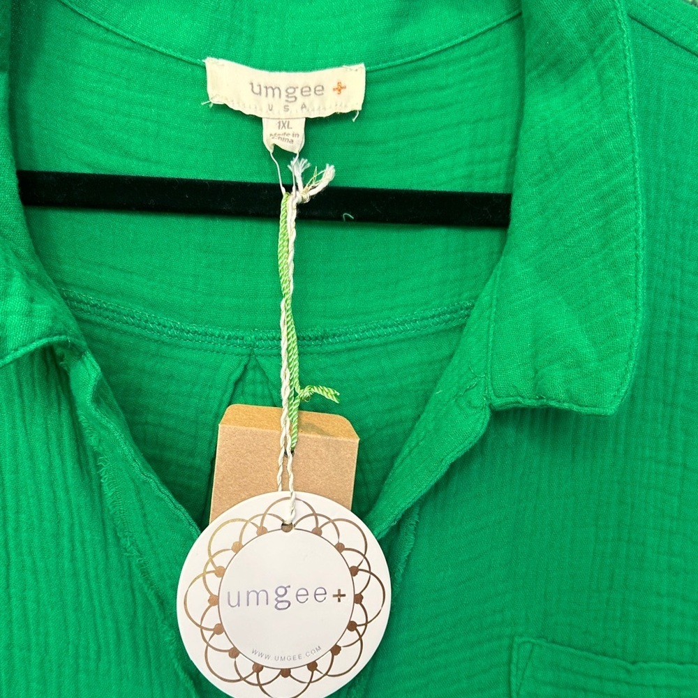 Umgee Vibrant Green Button Down Dress - Picture 3 of 5